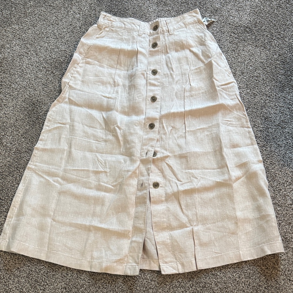 Lands' End Light Beige Linen Skirt